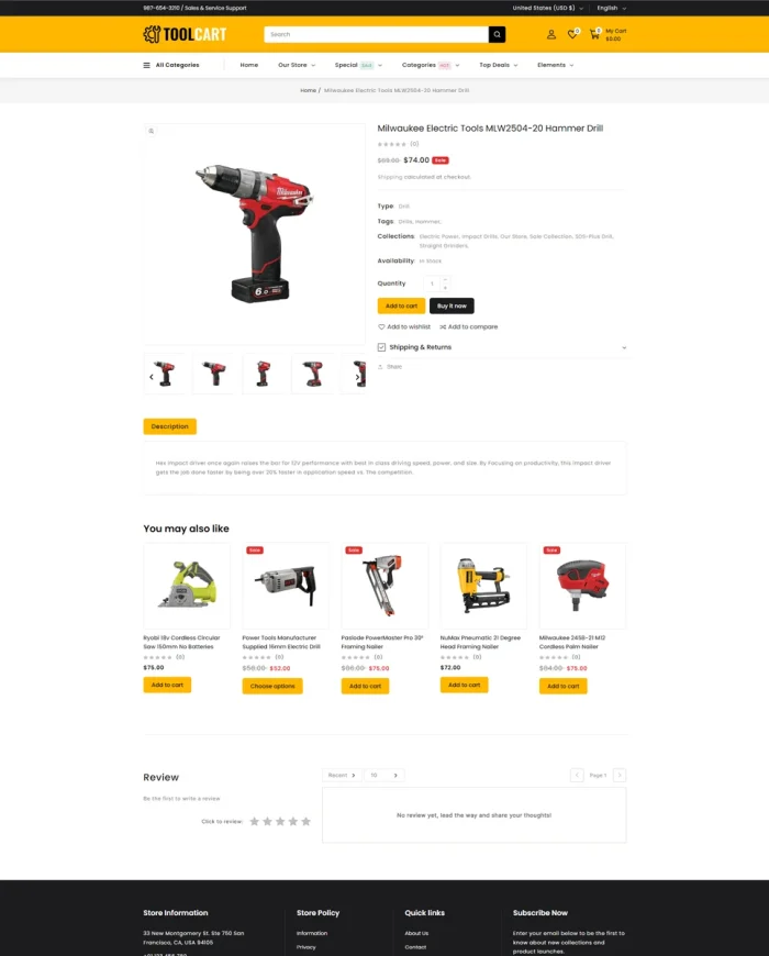 ToolCart - welding Tools Equipment and Mega Super Store Shopify Theme