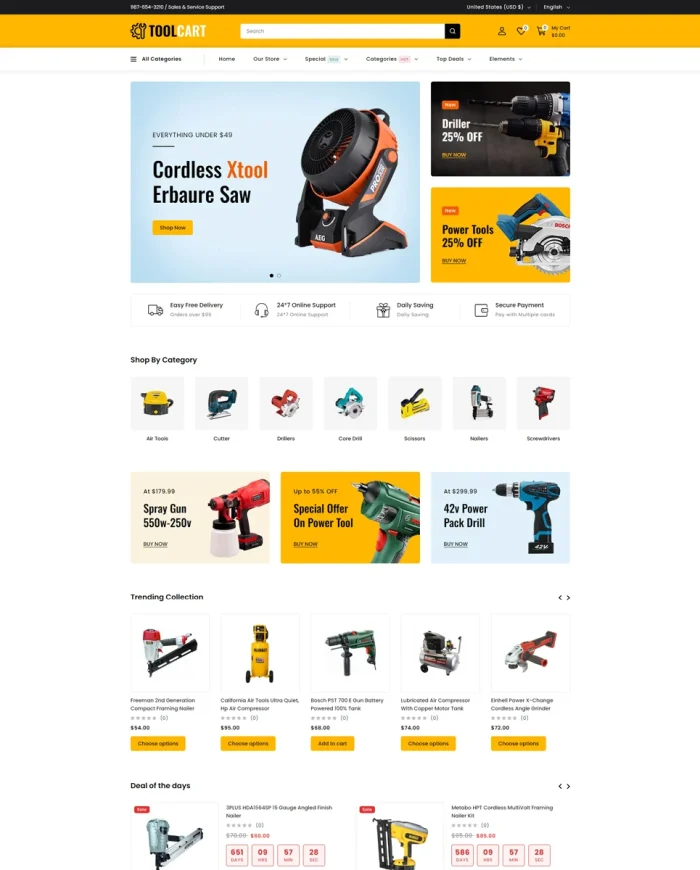 ToolCart - welding Tools Equipment and Mega Super Store Shopify Theme