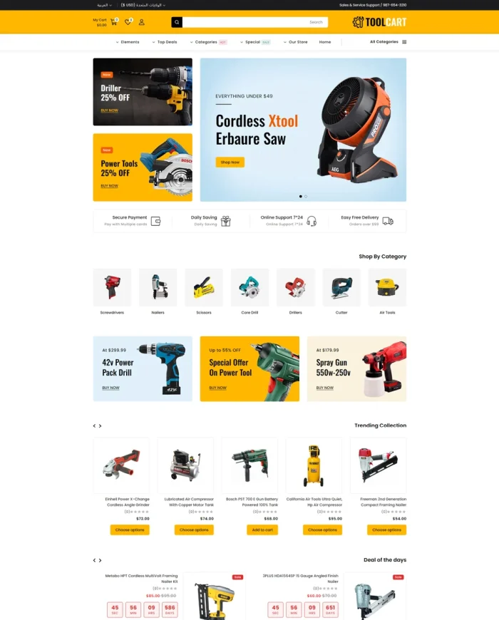 ToolCart - welding Tools Equipment and Mega Super Store Shopify Theme