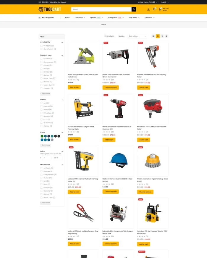 ToolCart - welding Tools Equipment and Mega Super Store Shopify Theme