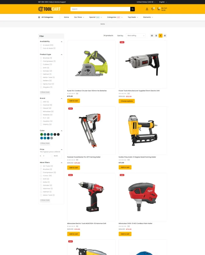 ToolCart - welding Tools Equipment and Mega Super Store Shopify Theme