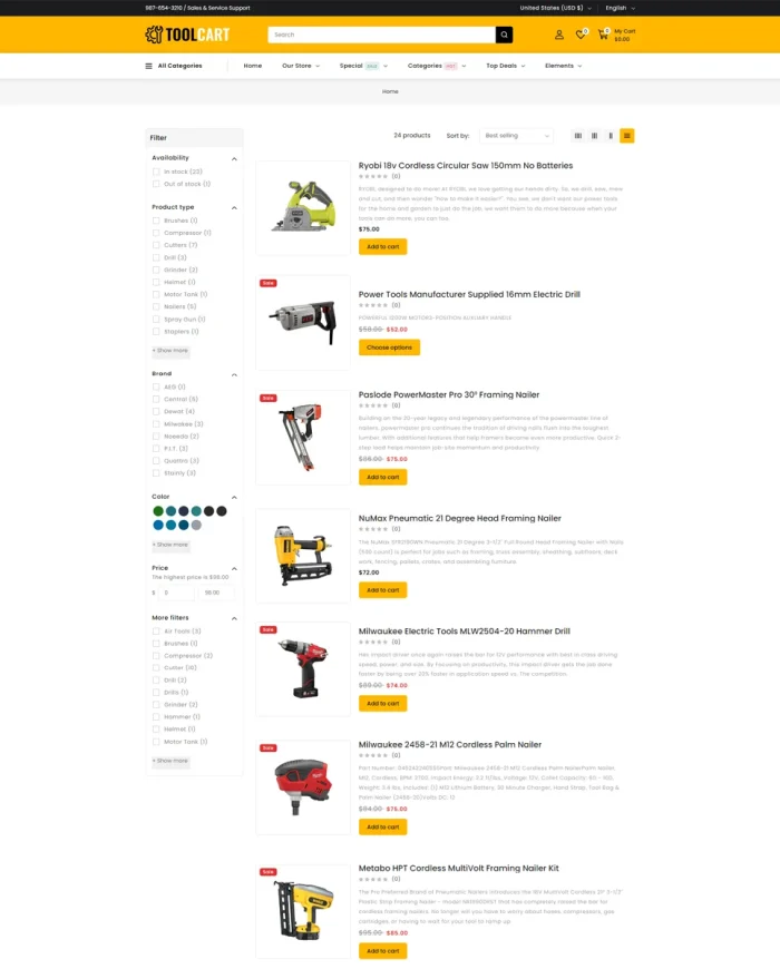 ToolCart - welding Tools Equipment and Mega Super Store Shopify Theme